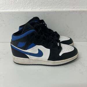 Air Jordan 1 Mid GS Racer Blue White Black Sneakers 554725-140